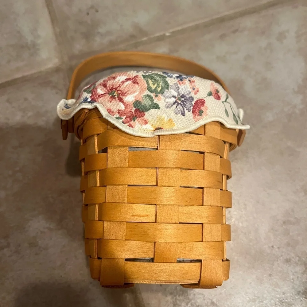 Longaberger small Floral Fabric Lined Wicker Basket